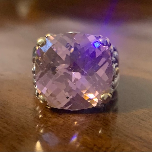 SOLD SOLD❤️ Pink Checkerboard SS ring. Sz 6. Pink CZ - Picture 3 of 11